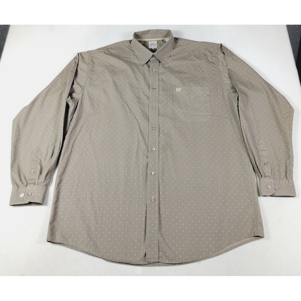 Cinch Shirt Mens XL Brown Polka Dot Long Sleeve Western Button Up Rodeo Cowboy